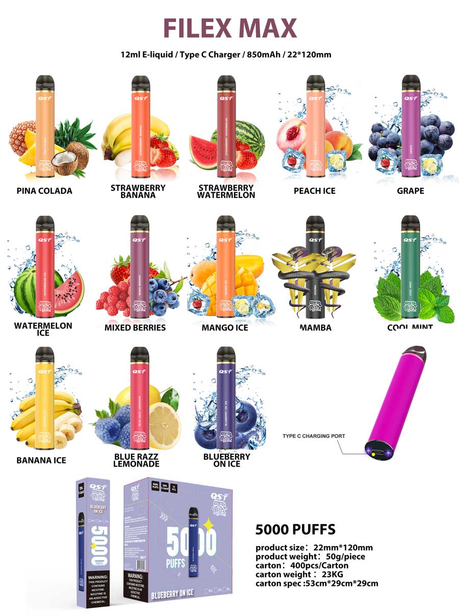 filex max 5000 puffs flavors