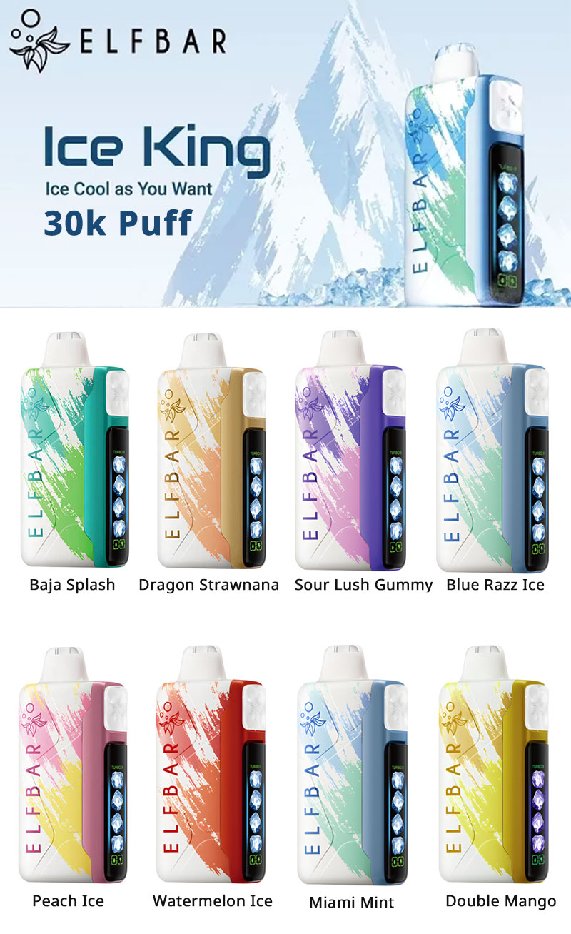 elfbar ice king 30000 puffs flavours