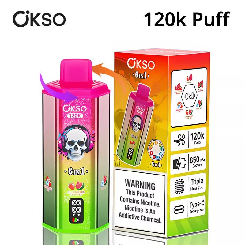OKSO 120k puffs 6 em 1 vape led 10 sabores em estoque